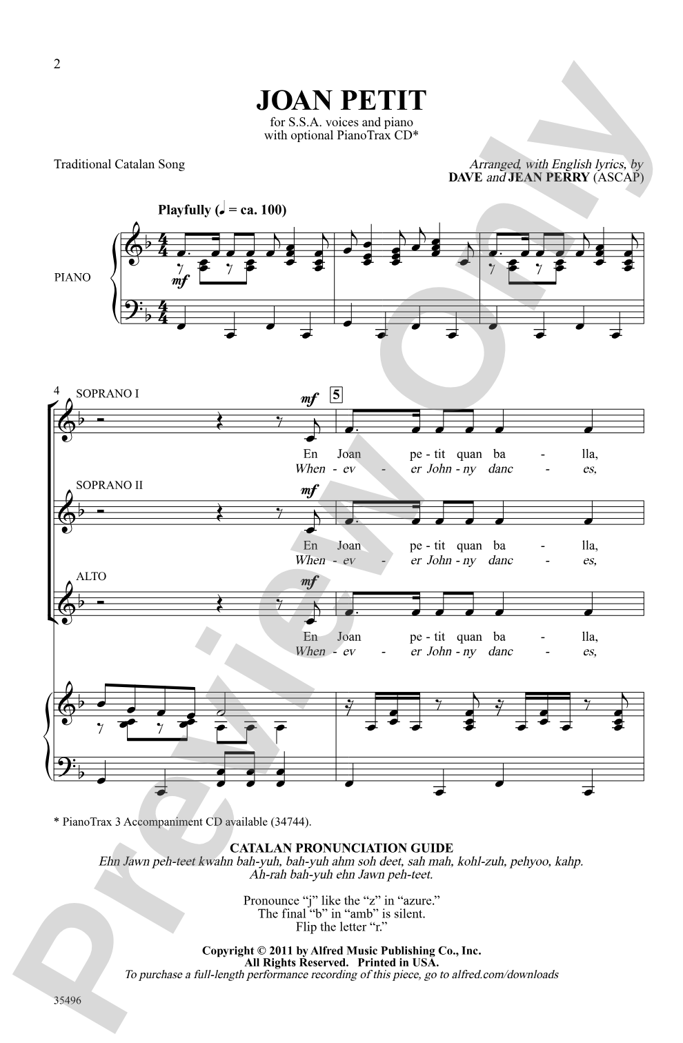 Joan Petit: SSA Choral Octavo
