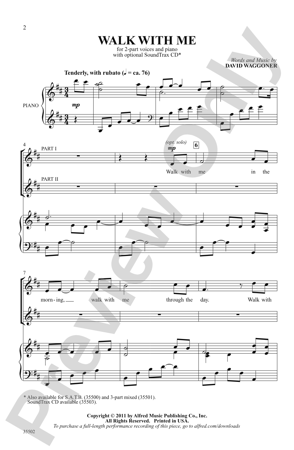 Walk with Me: 2-Part Choral Octavo