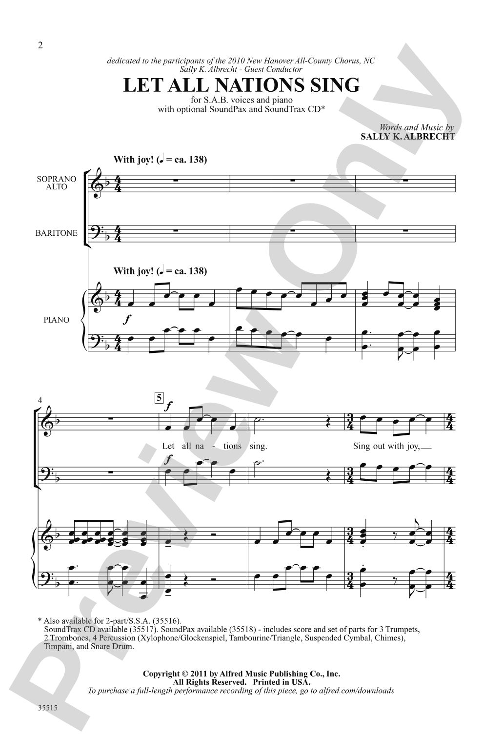 Let All Nations Sing: SAB Choral Octavo