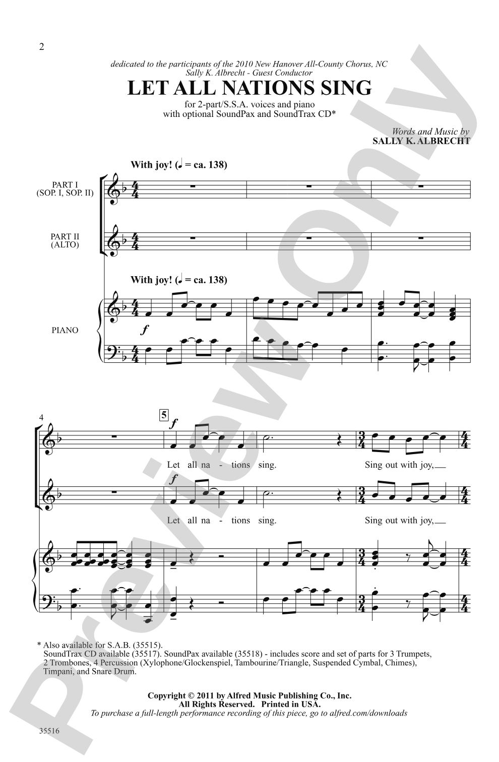 Let All Nations Sing: 2-Part / SSA Choral Octavo