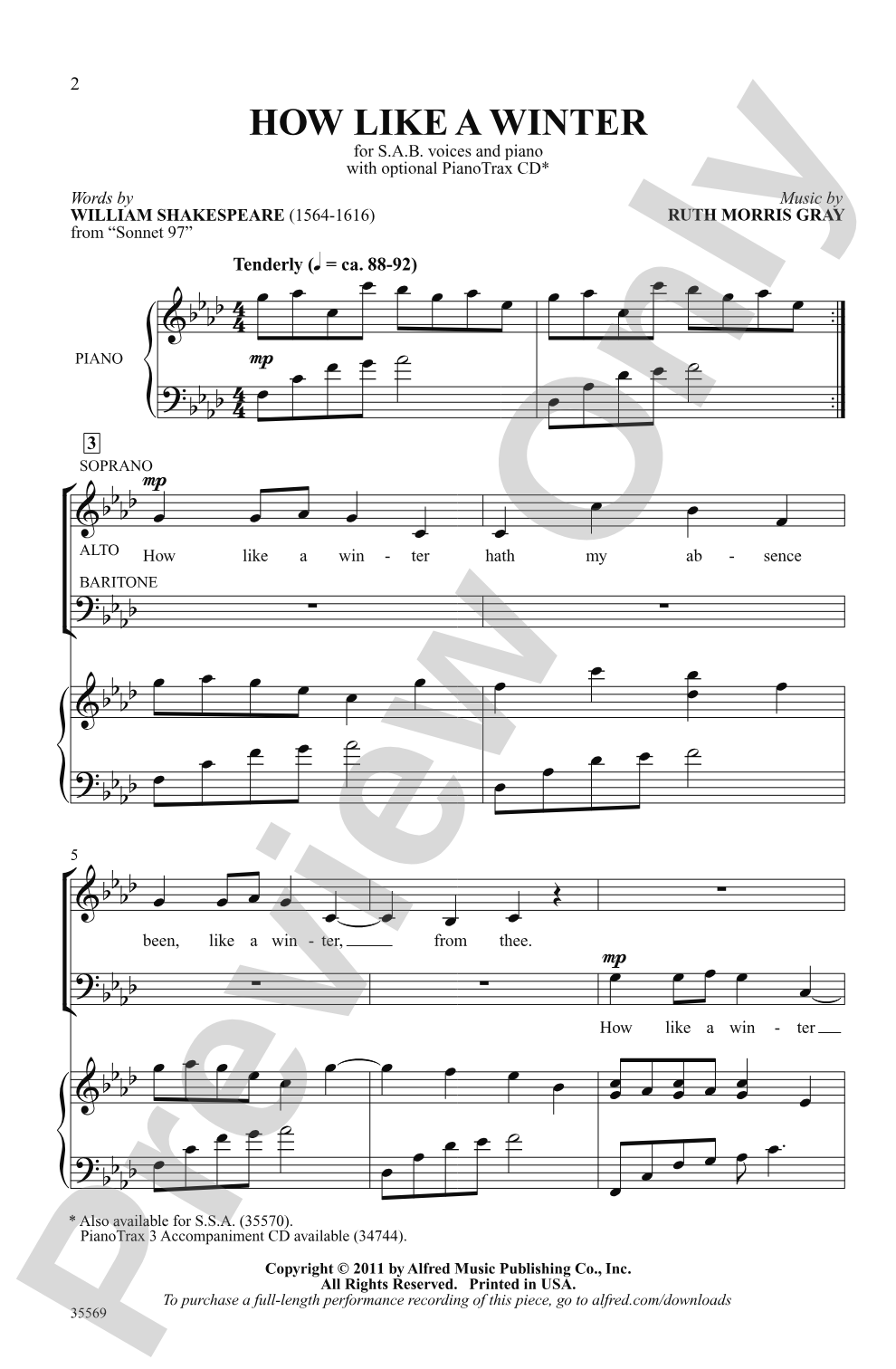 How Like a Winter: SAB Choral Octavo