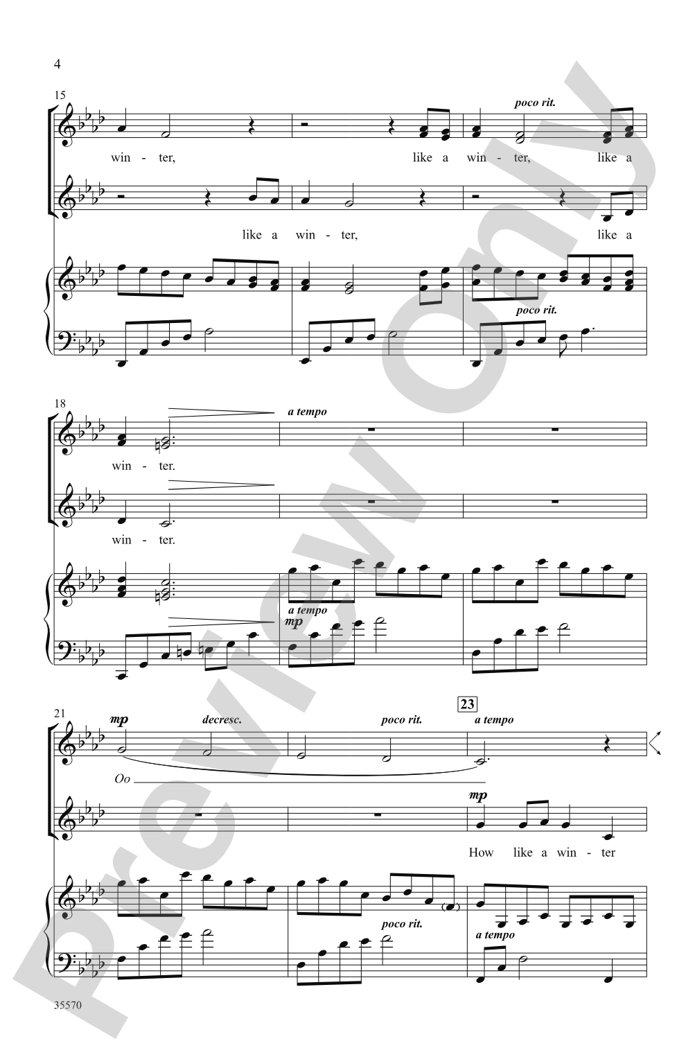 How Like a Winter: SSA Choral Octavo