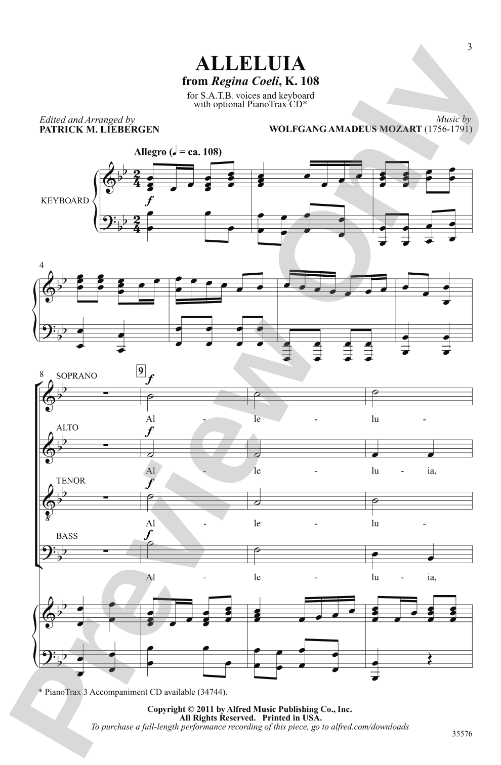 Alleluia (from <i>Regina Coeli,</i> K. 108): SATB Choral Octavo