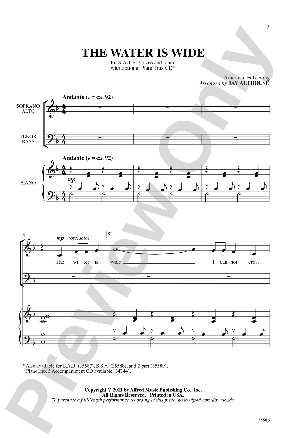 The Water Is Wide: SATB Choral Octavo
