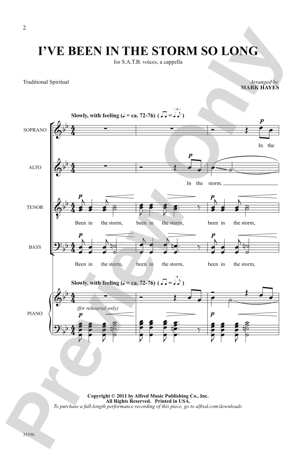 I've Been in the Storm So Long: SATB, <i>a cappella</i> Choral Octavo