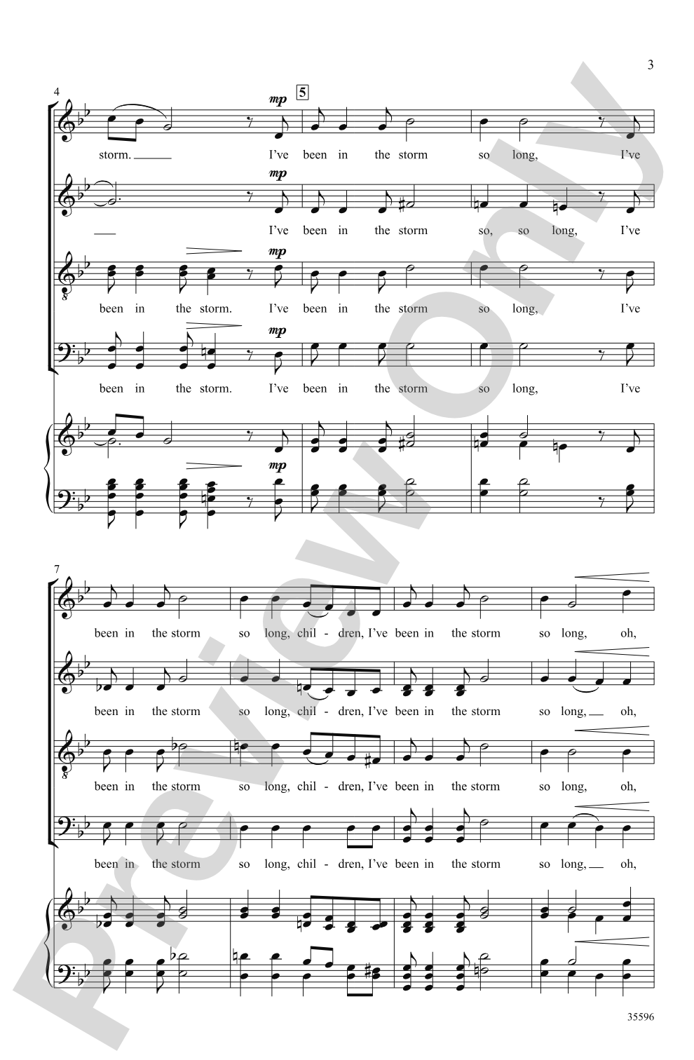 I've Been in the Storm So Long: SATB, <i>a cappella</i> Choral Octavo