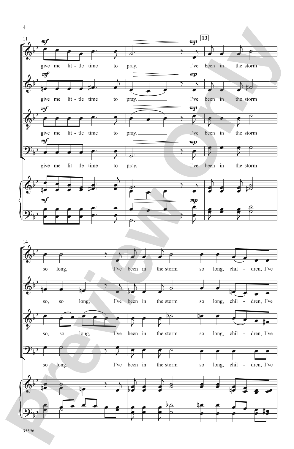 I've Been in the Storm So Long: SATB, <i>a cappella</i> Choral Octavo