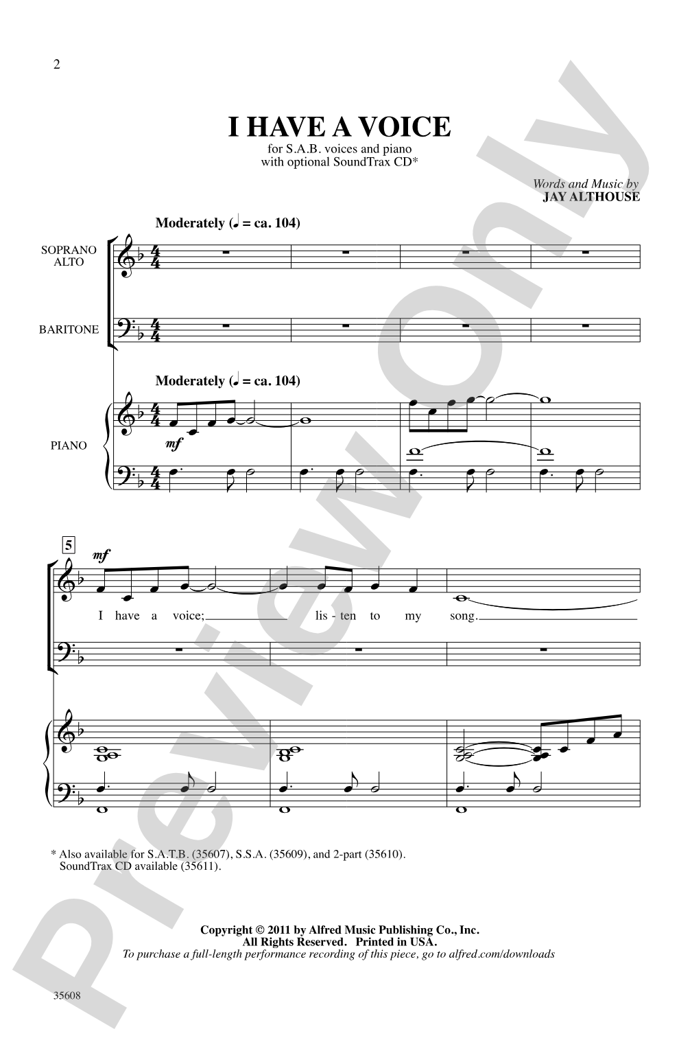 I Have a Voice: SAB Choral Octavo