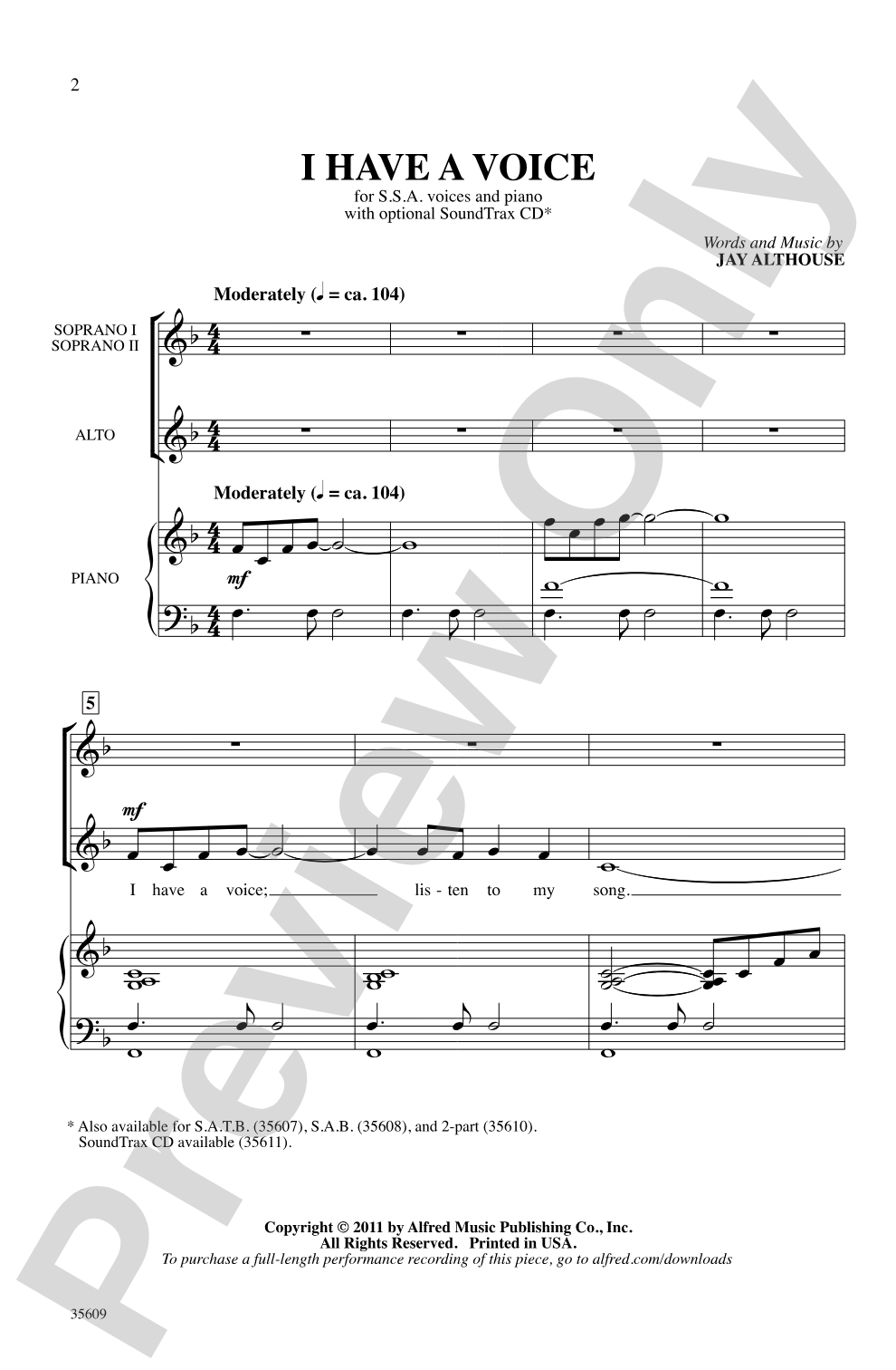 I Have a Voice: SSA Choral Octavo