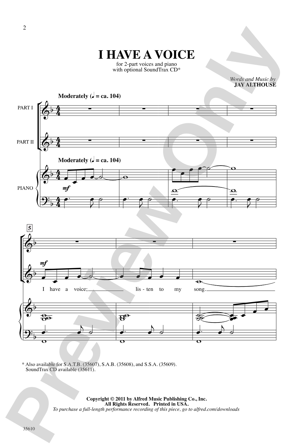 I Have a Voice: 2-Part Choral Octavo