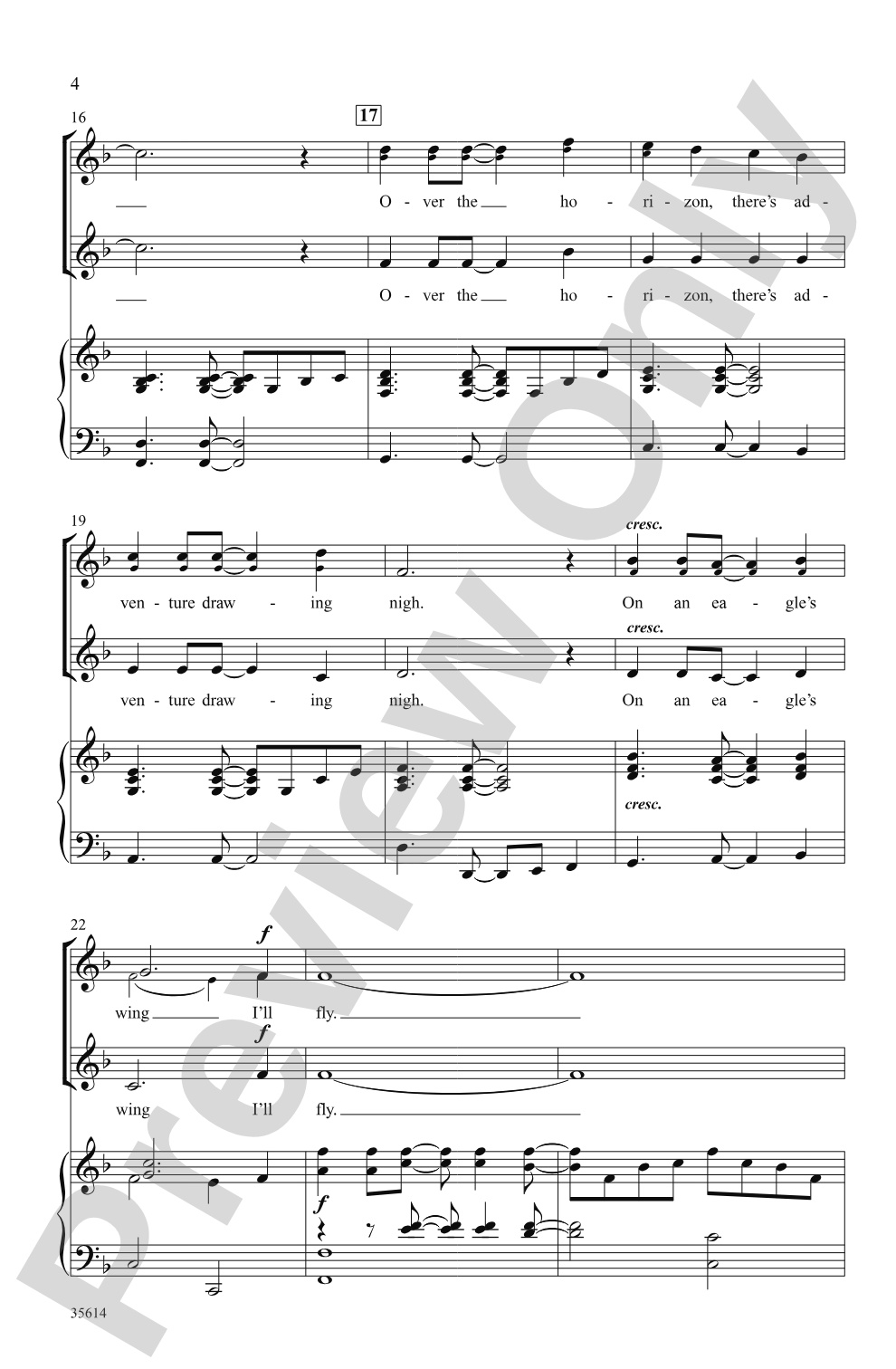 On an Eagle's Wing: 2-Part / SSA Choral Octavo