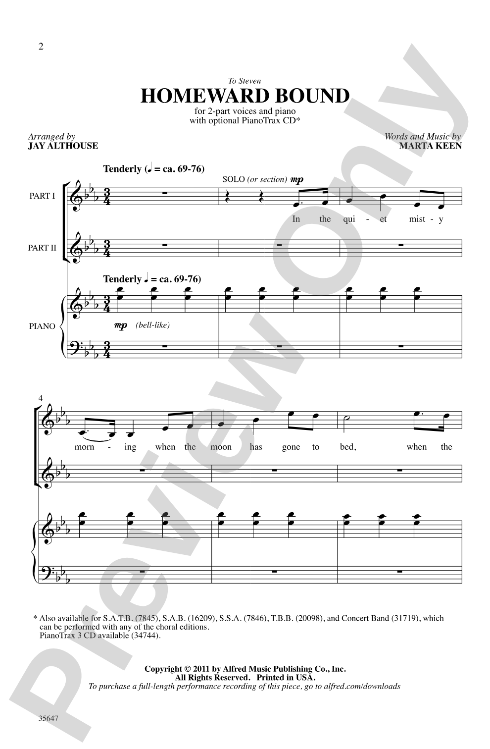 Homeward Bound: 2-Part Choral Octavo