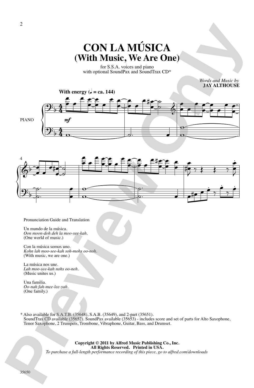 Con la Música: SSA Choral Octavo