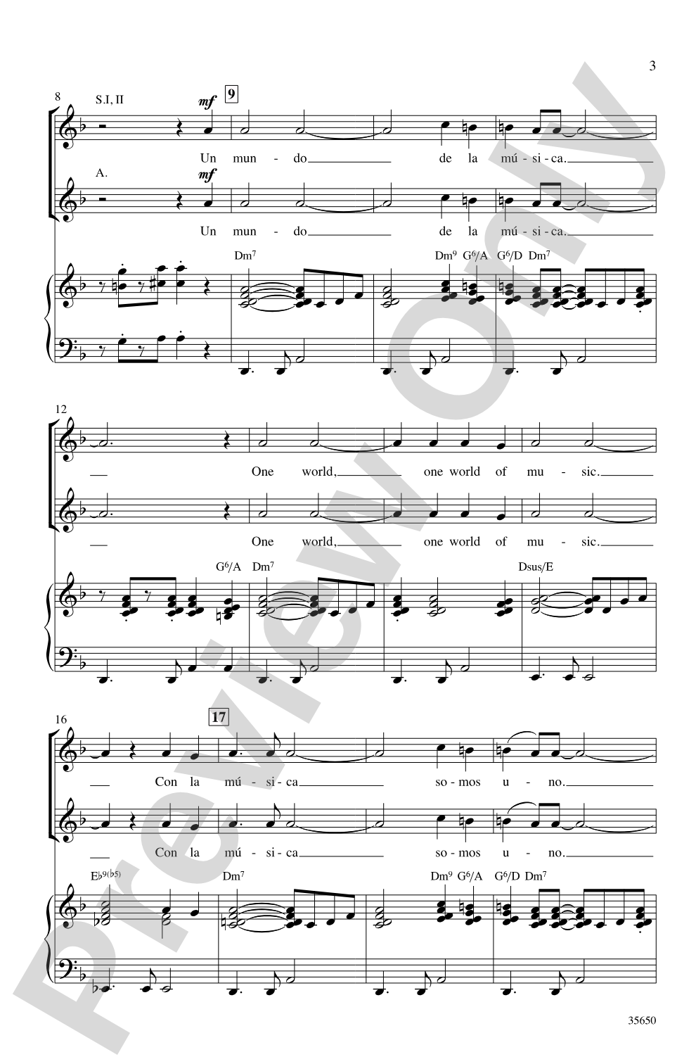 Con la Música: SSA Choral Octavo