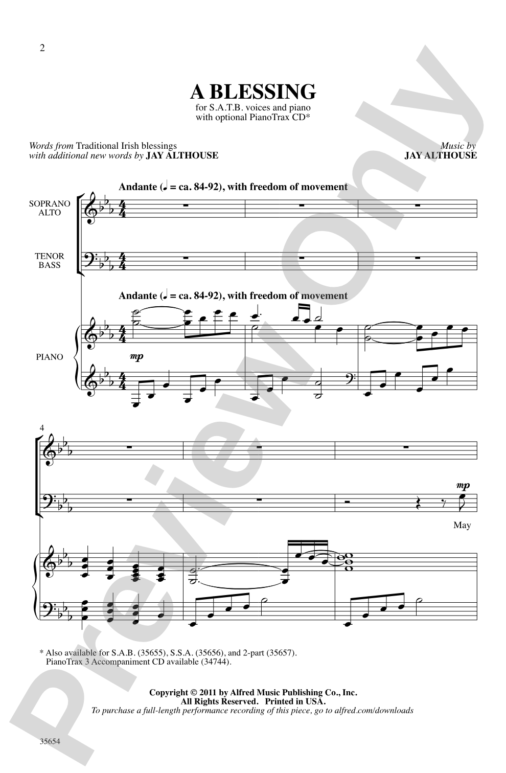 A Blessing: SATB Choral Octavo