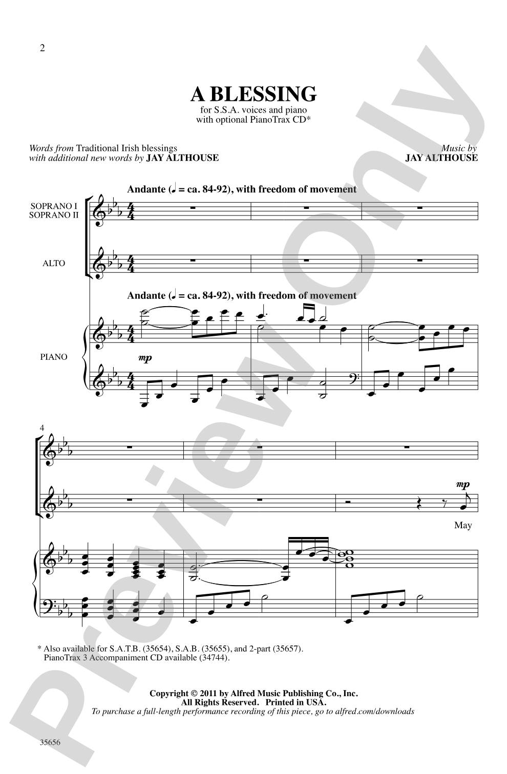 A Blessing: SSA Choral Octavo