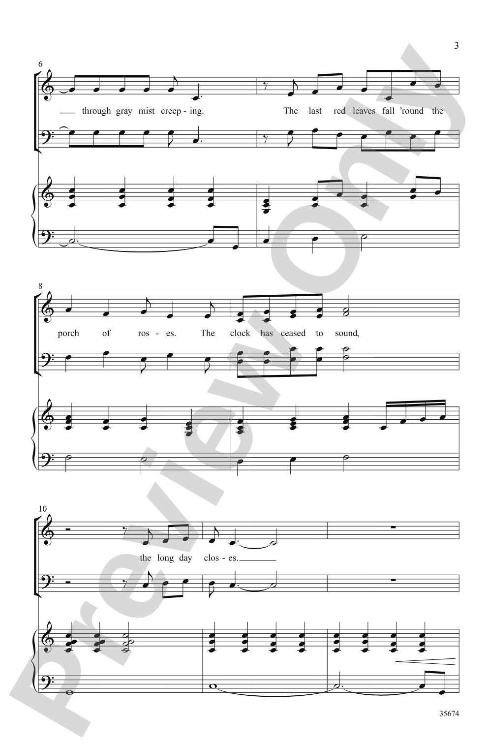 The Long Day Closes: SATB Choral Octavo