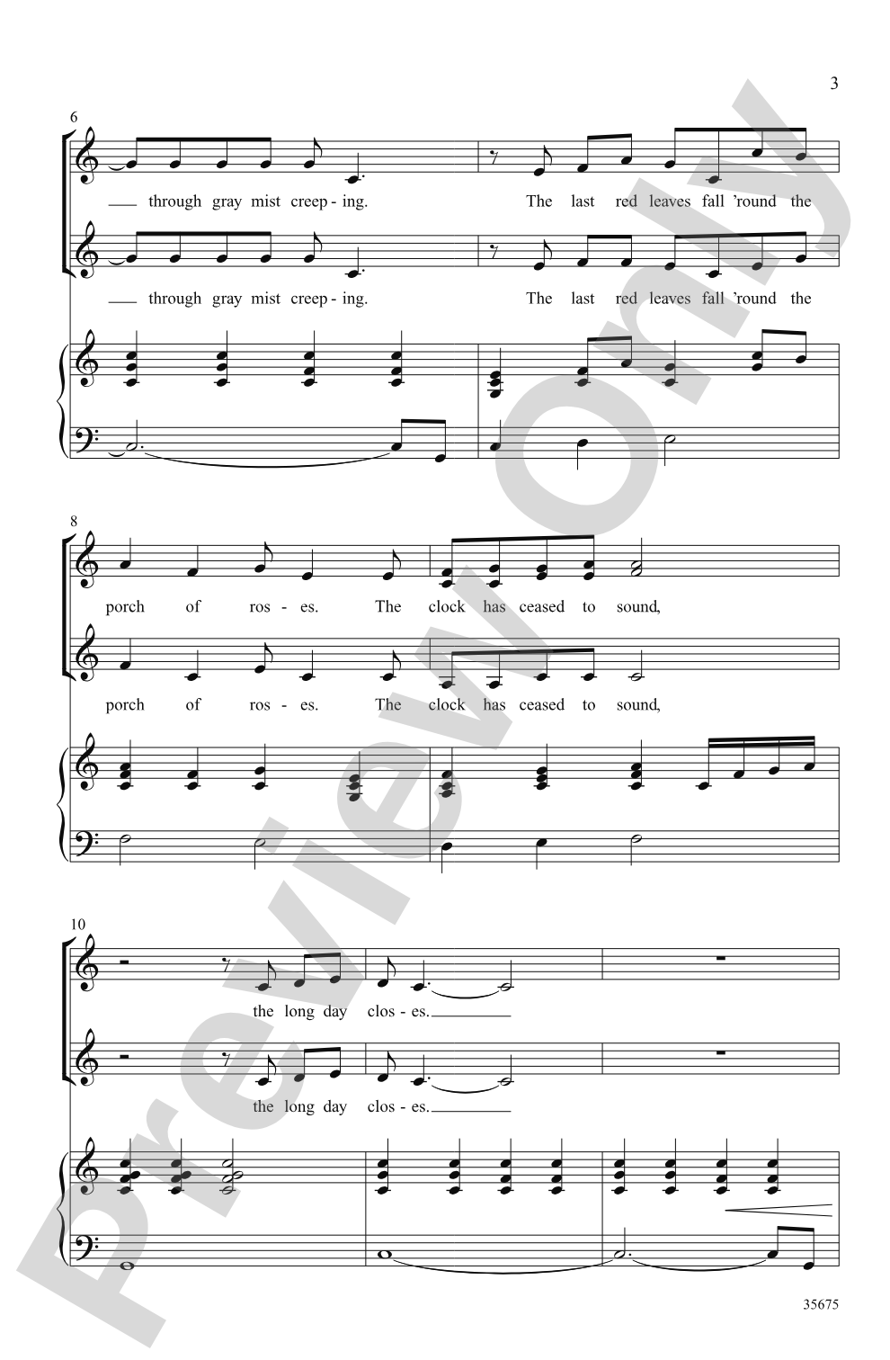 The Long Day Closes: SSA Choral Octavo