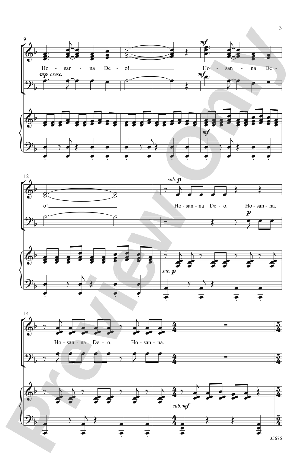 Hosanna Deo!: SSAB Choral Octavo
