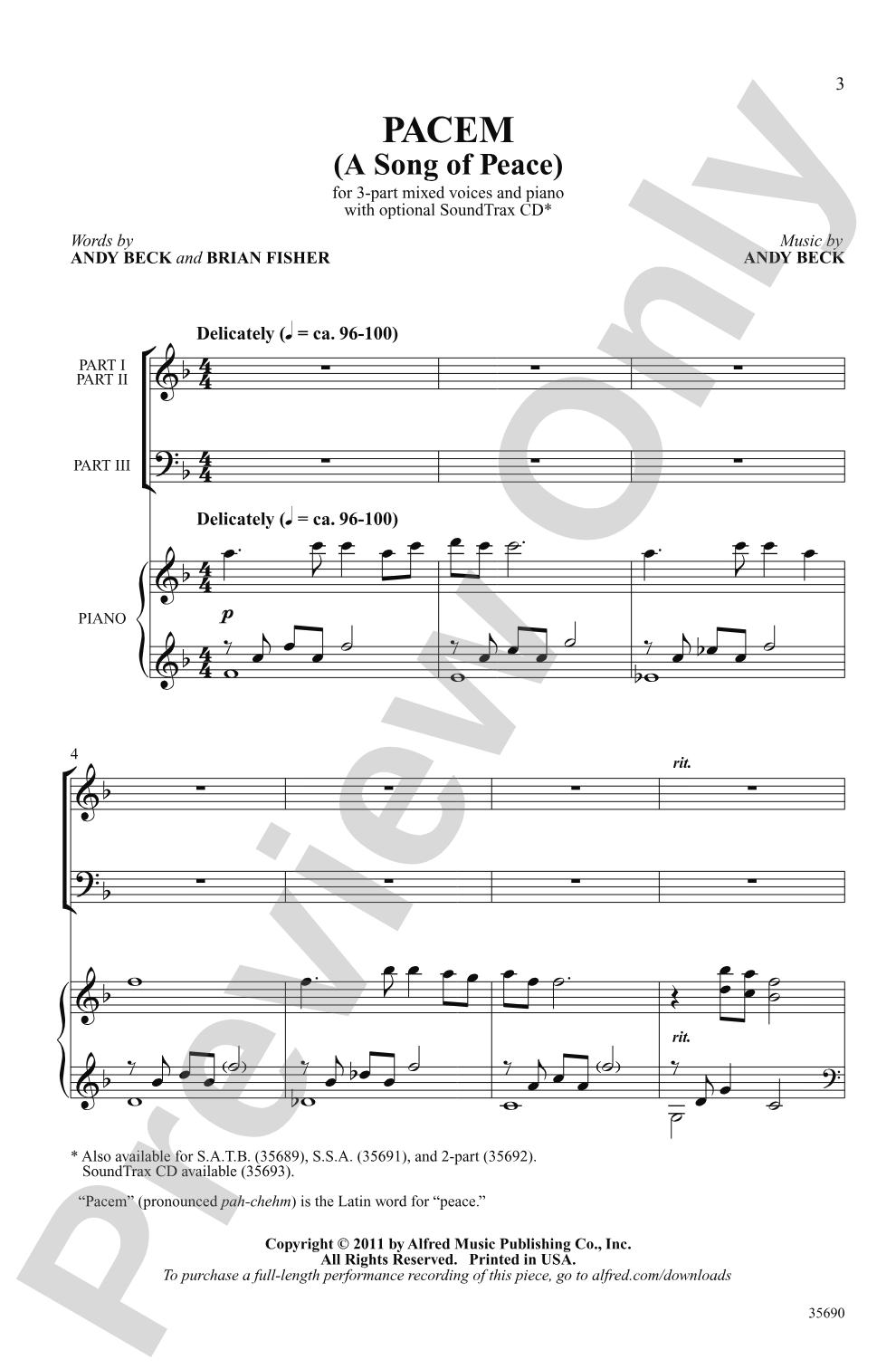 Pacem: SAB Choral Octavo