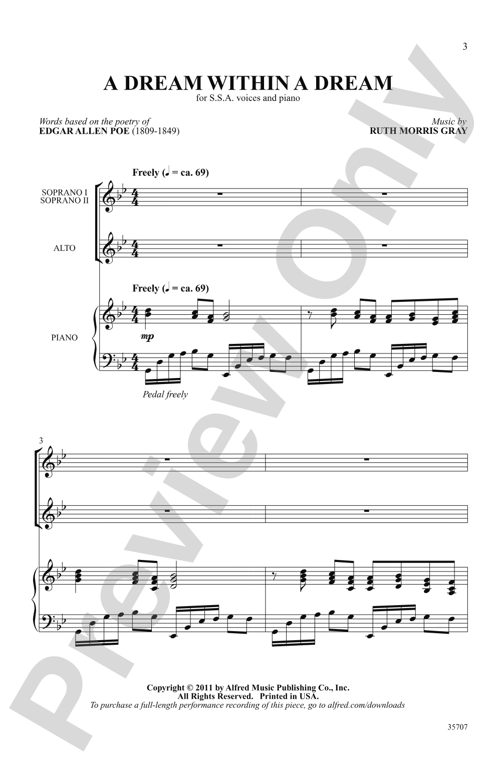 A Dream Within a Dream: SSA Choral Octavo