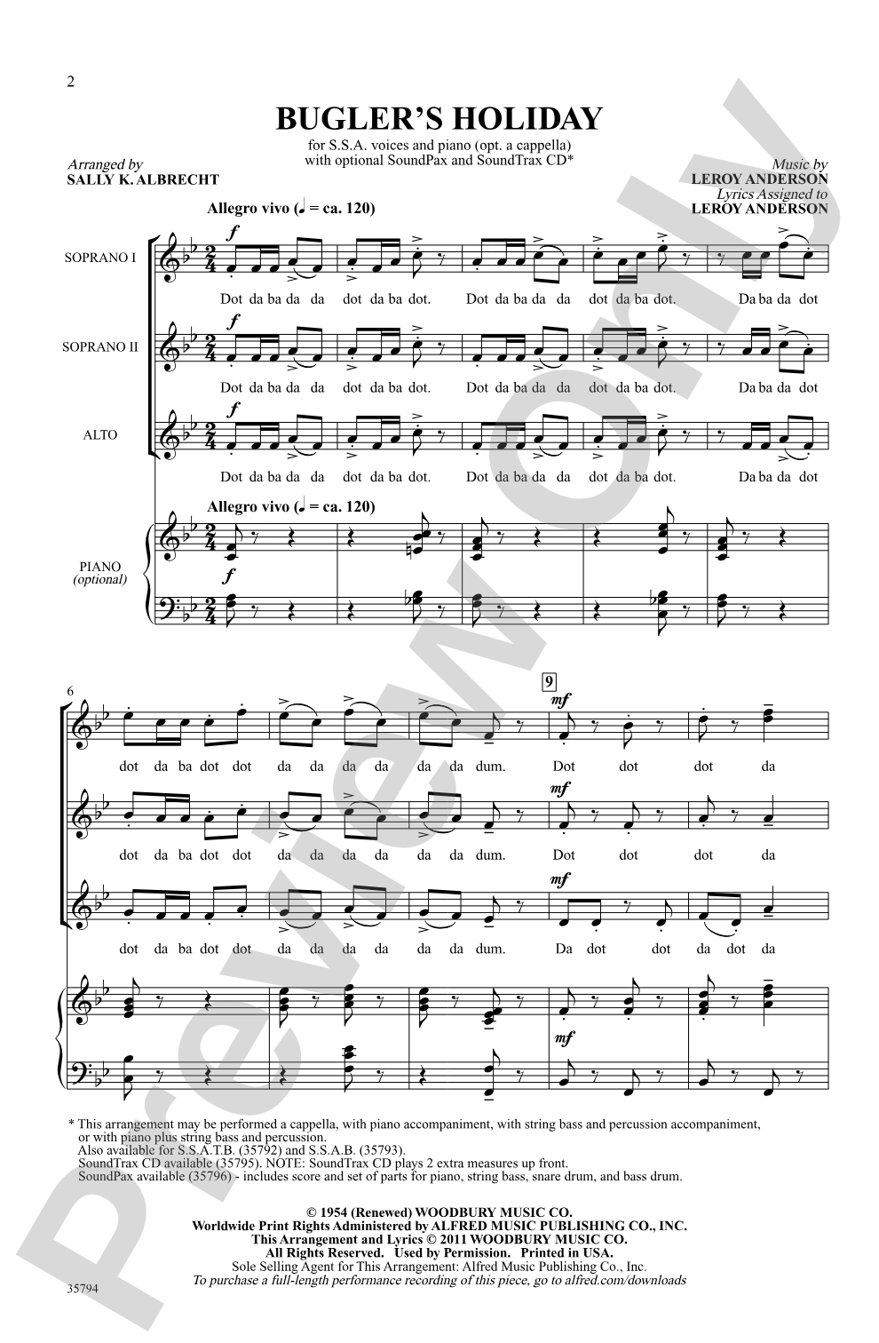 Bugler's Holiday: SSA Choral Octavo