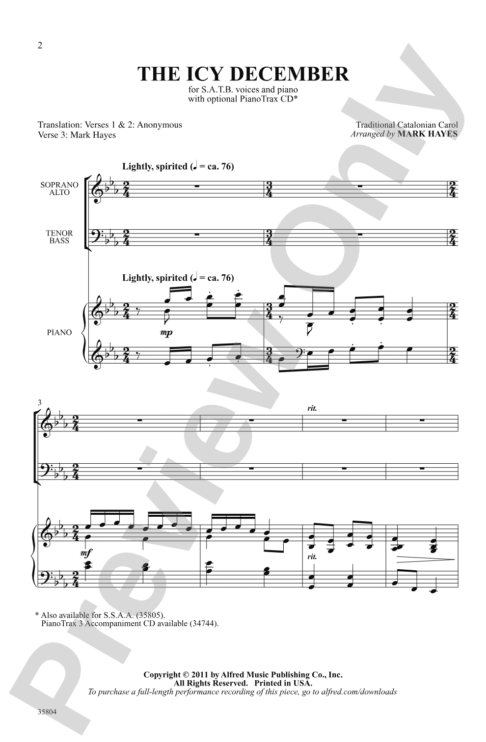 The Icy December: SATB Choral Octavo