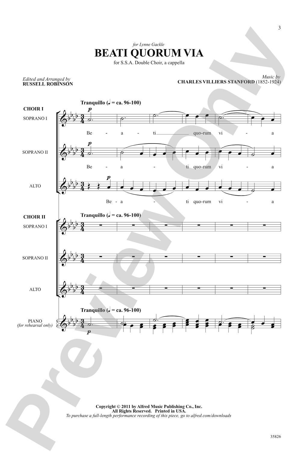 Beati Quorum Via: SSA Double Chorus Choral Octavo