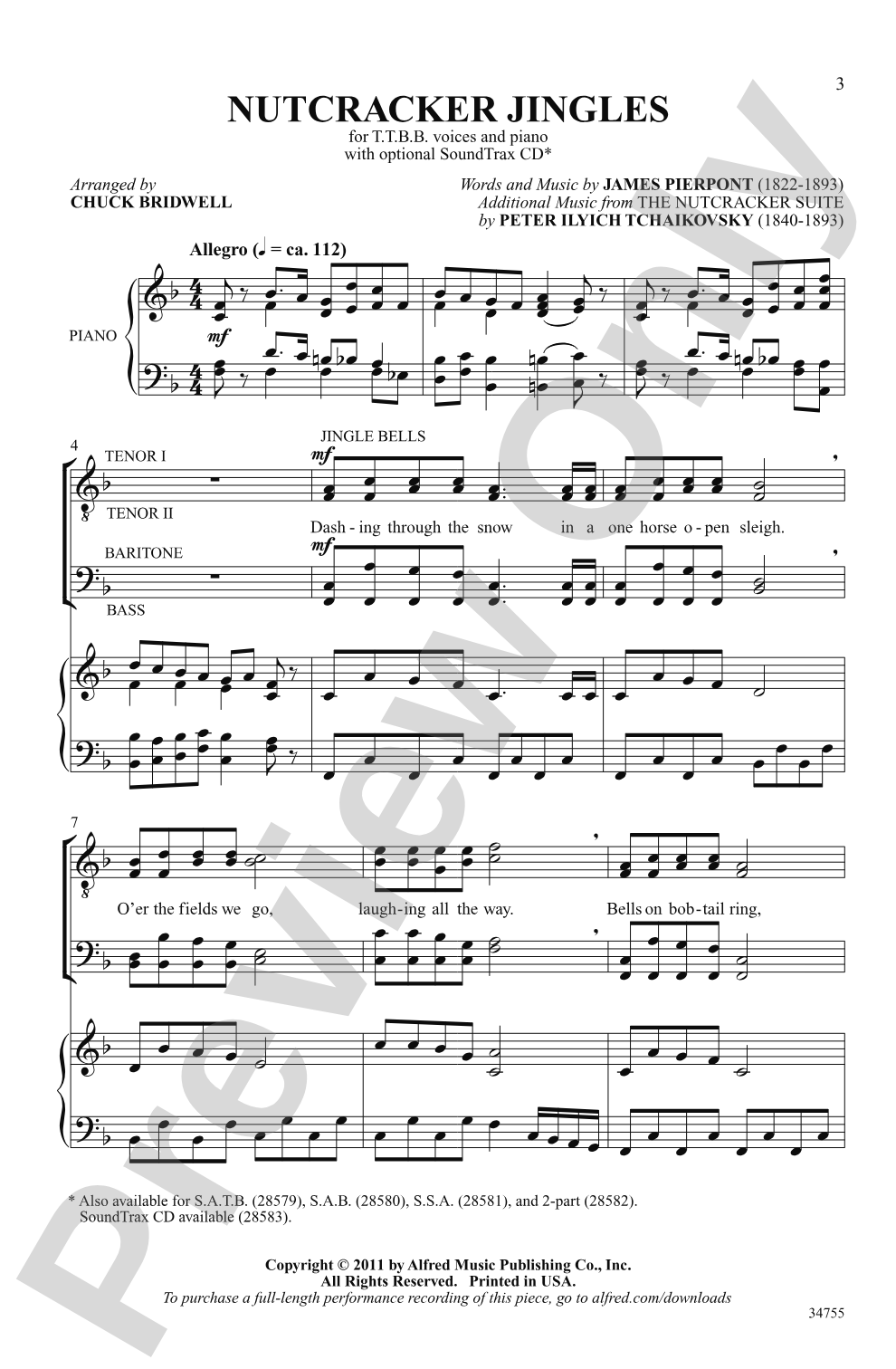 Nutcracker Jingles: TTBB Choral Octavo