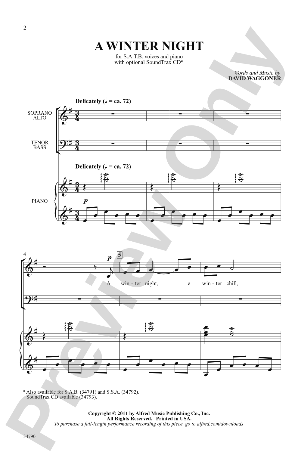 A Winter Night: SATB Choral Octavo