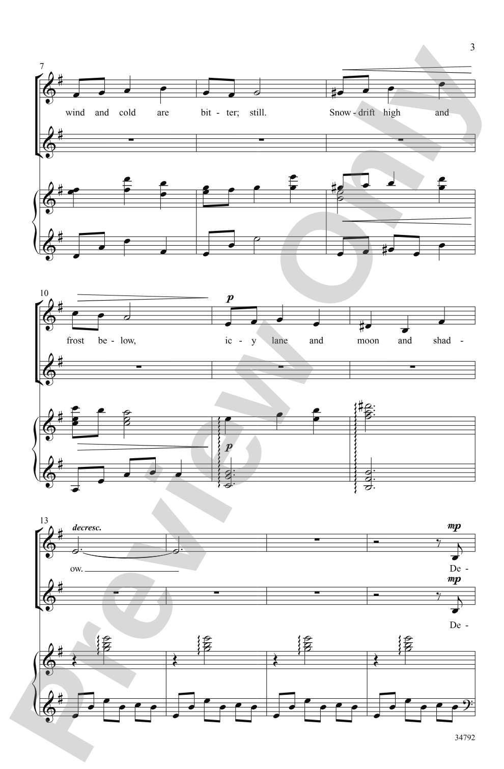 A Winter Night: SSA Choral Octavo