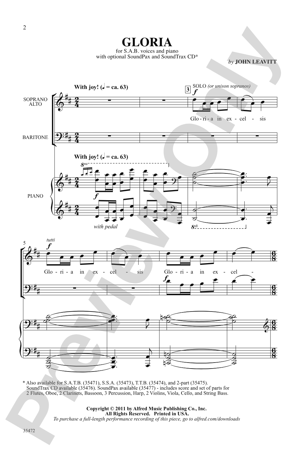 Gloria: SAB Choral Octavo