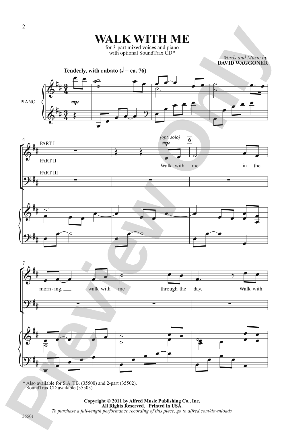 Walk with Me: 3-Part Mixed Choral Octavo