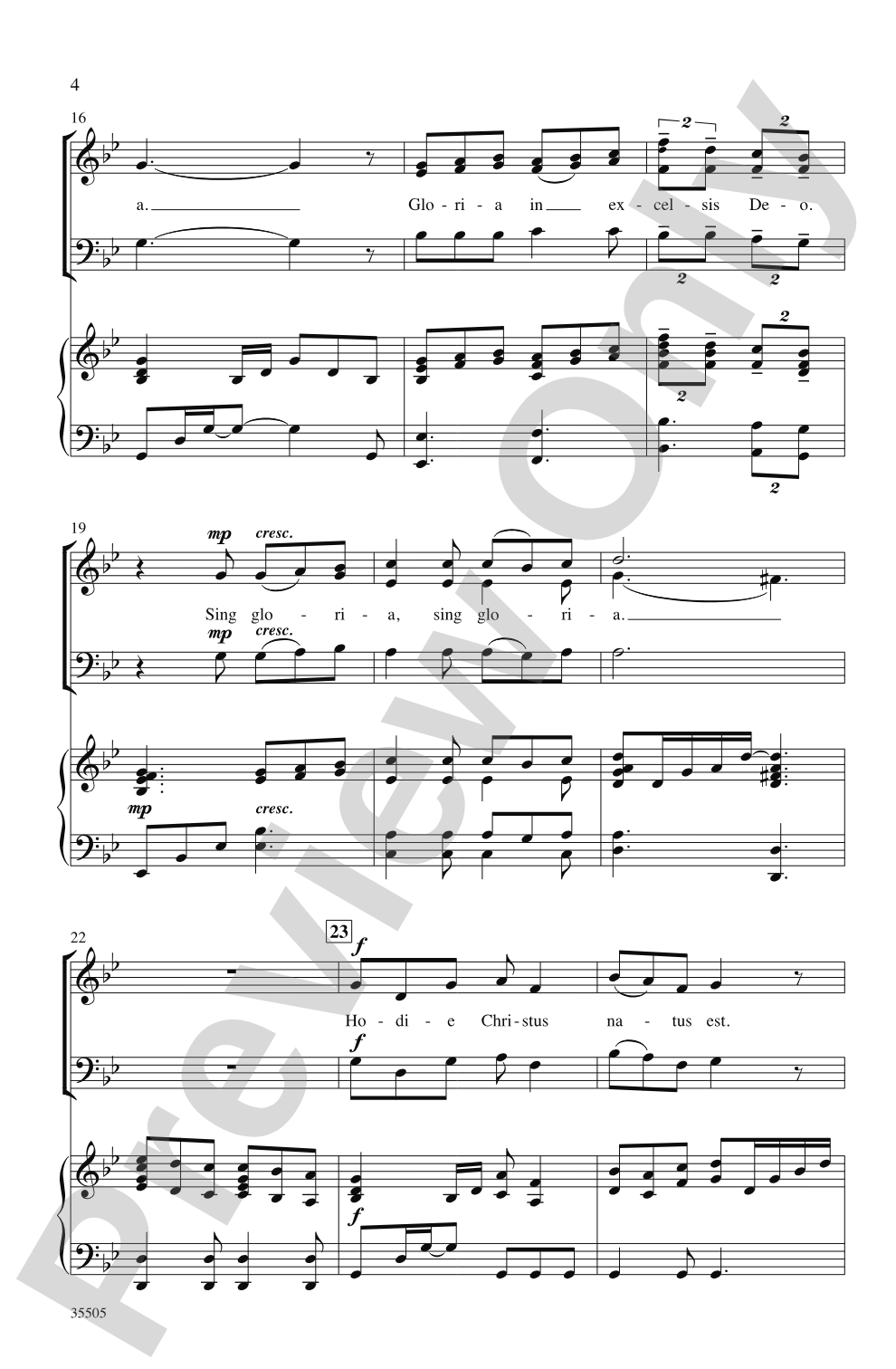 Hodie: SAB Choral Octavo