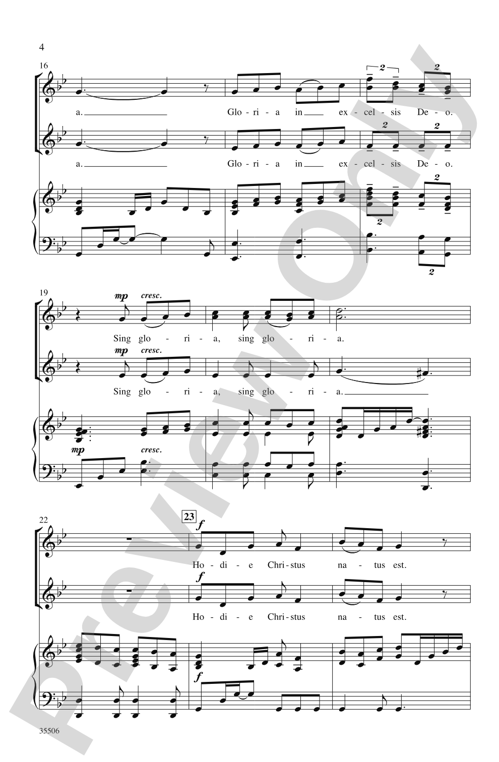 Hodie: SSA Choral Octavo