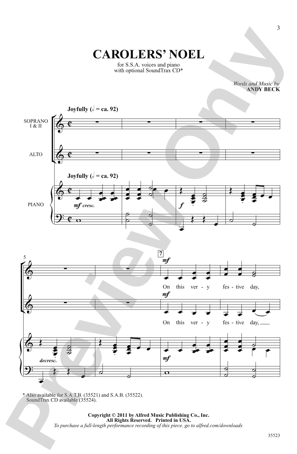 Carolers' Noel: SSA Choral Octavo