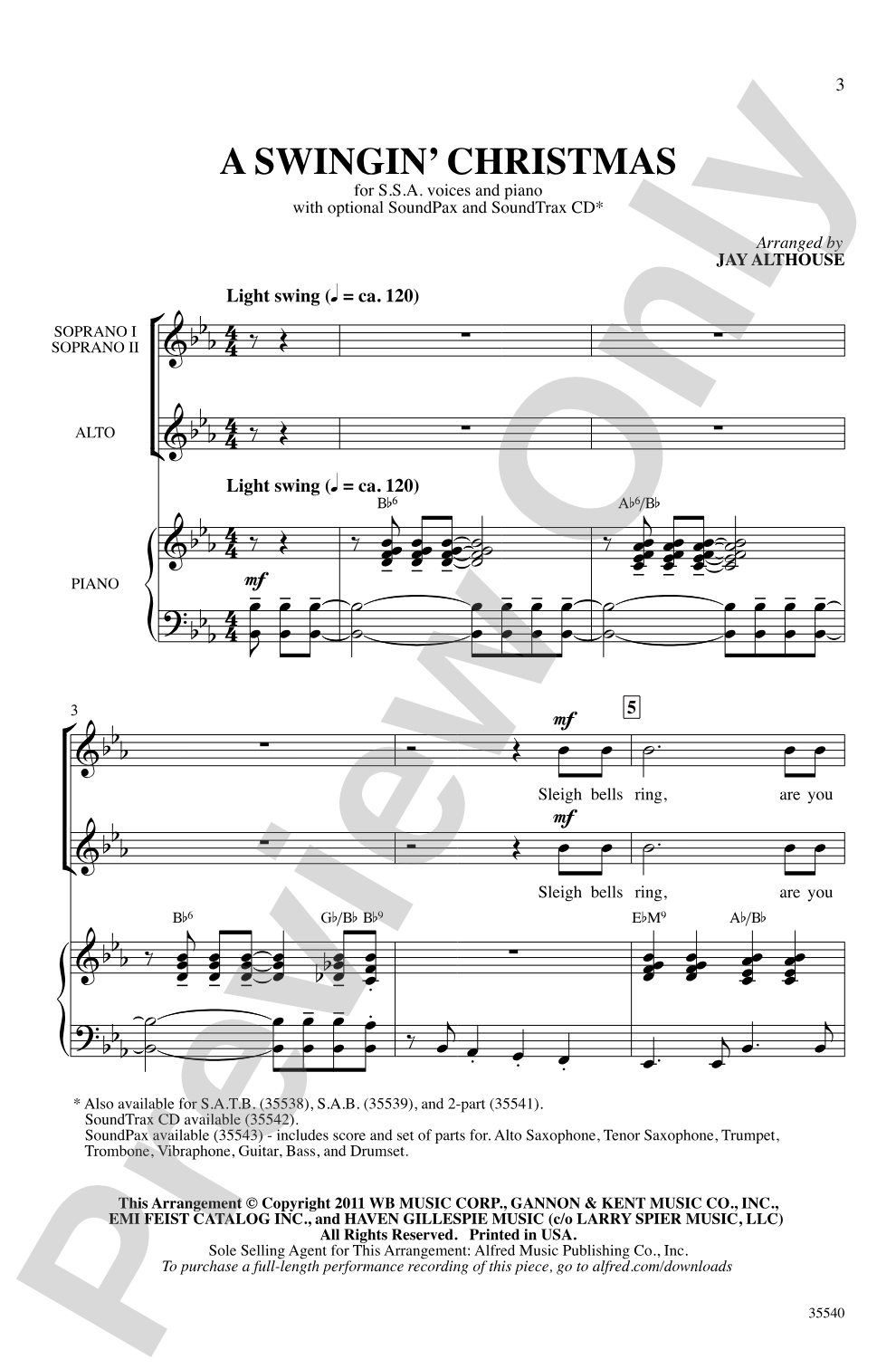 A Swingin' Christmas: SSA Choral Octavo