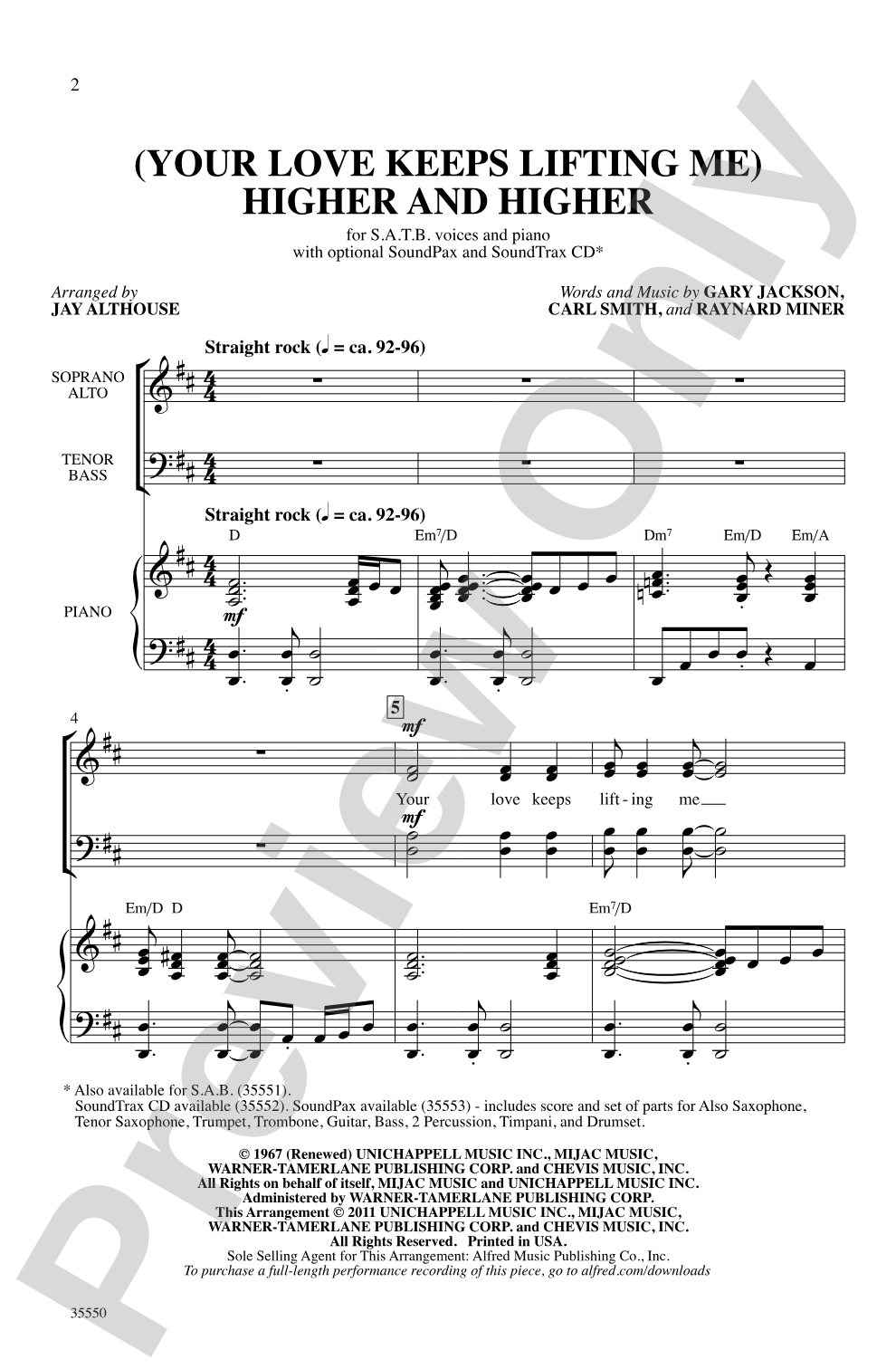 (Your Love Keeps Lifting Me) Higher and Higher: SATB Choral Octavo