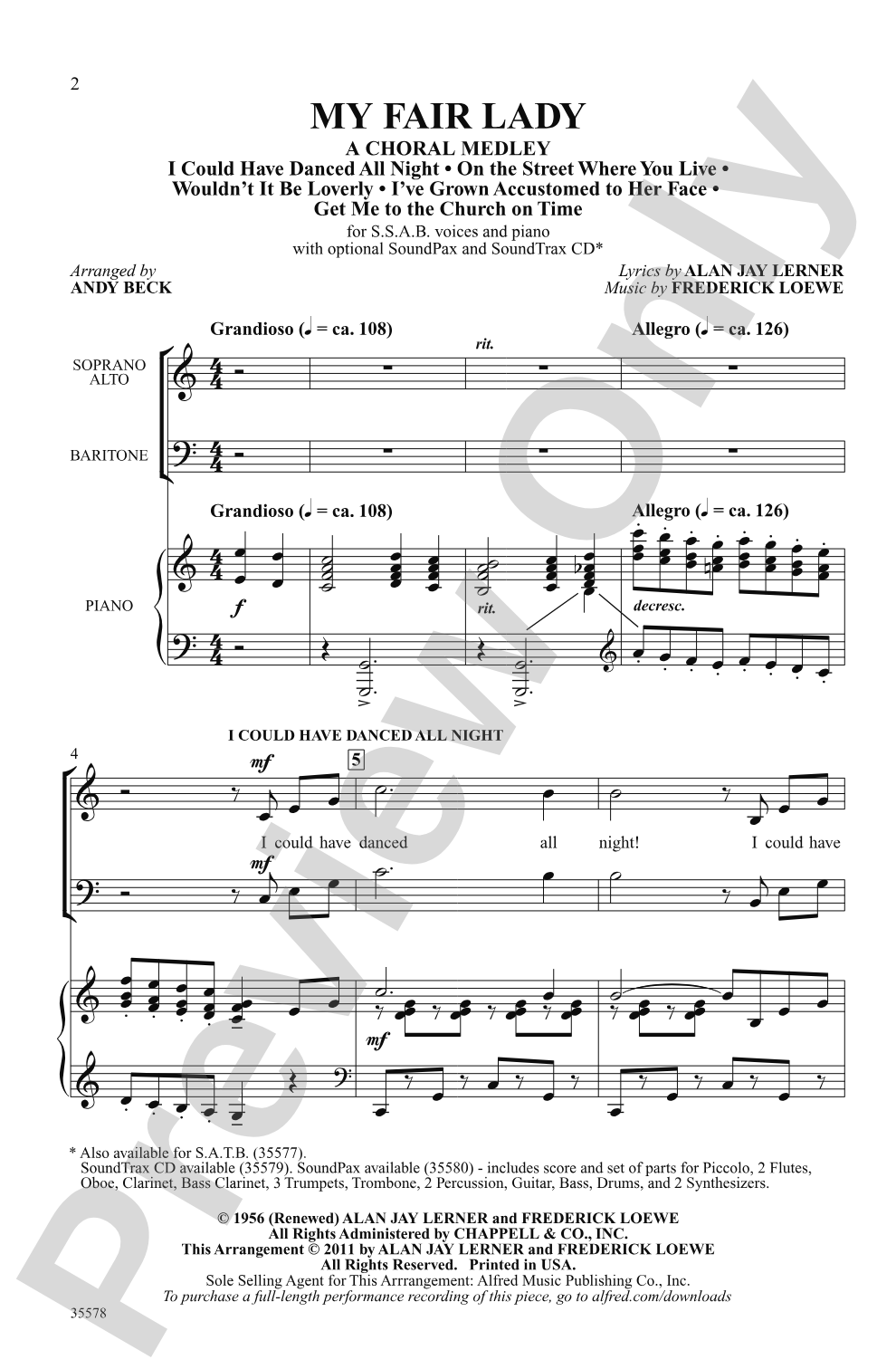 My Fair Lady: SSAB Choral Octavo