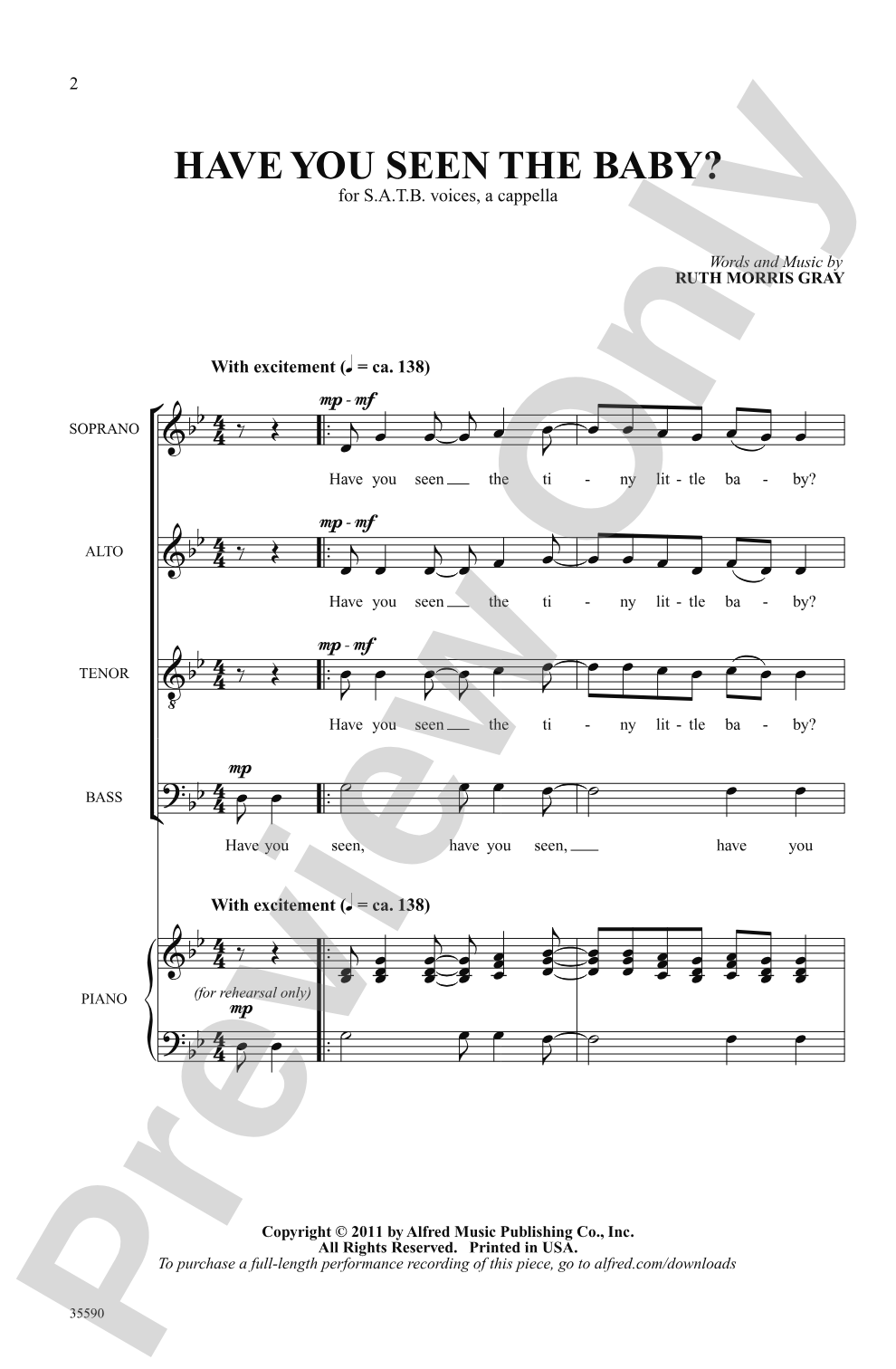 Have You Seen the Baby?: SATB, <i>a cappella</i> Choral Octavo