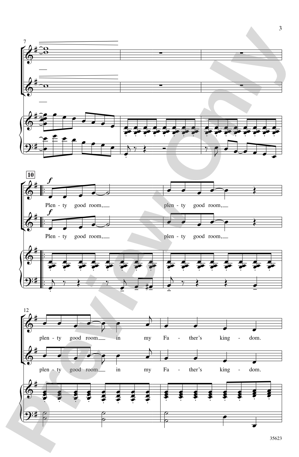 Plenty Good Room: SSA Choral Octavo