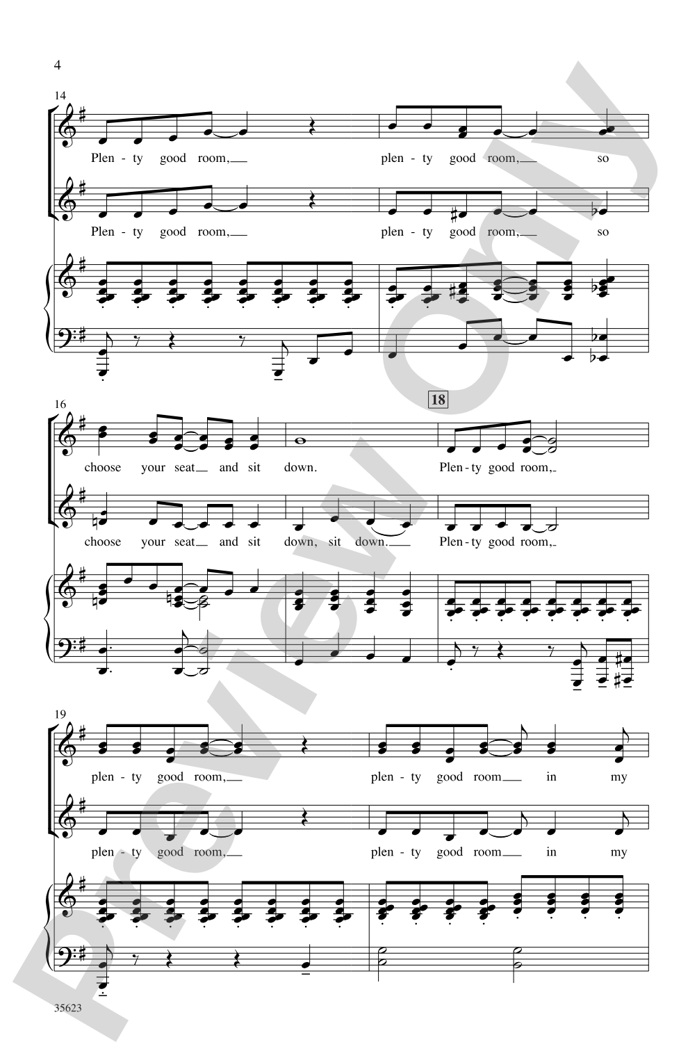 Plenty Good Room: SSA Choral Octavo