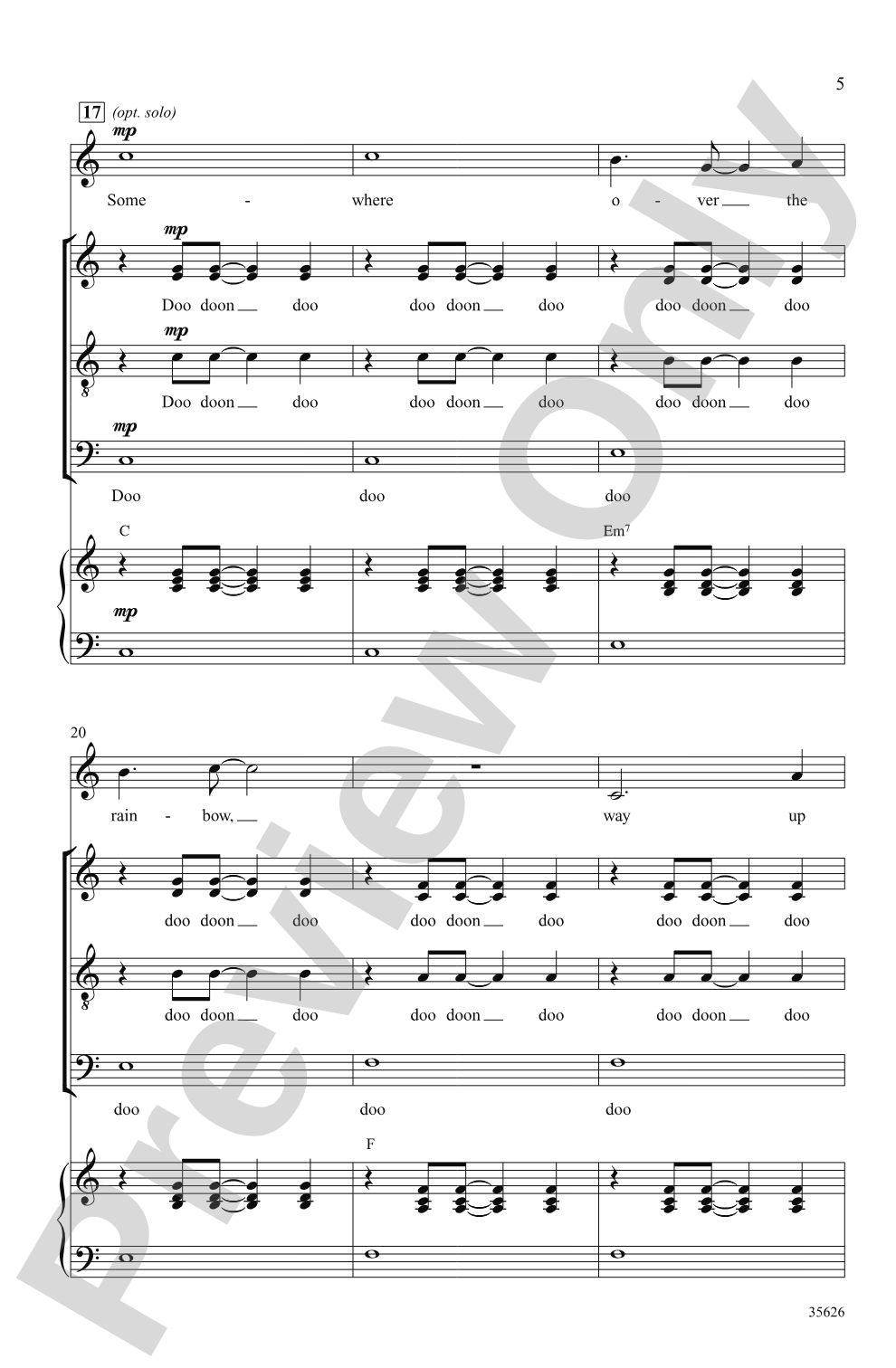 Over the Rainbow: SATB, Opt. <I>a cappella</I> Choral Octavo