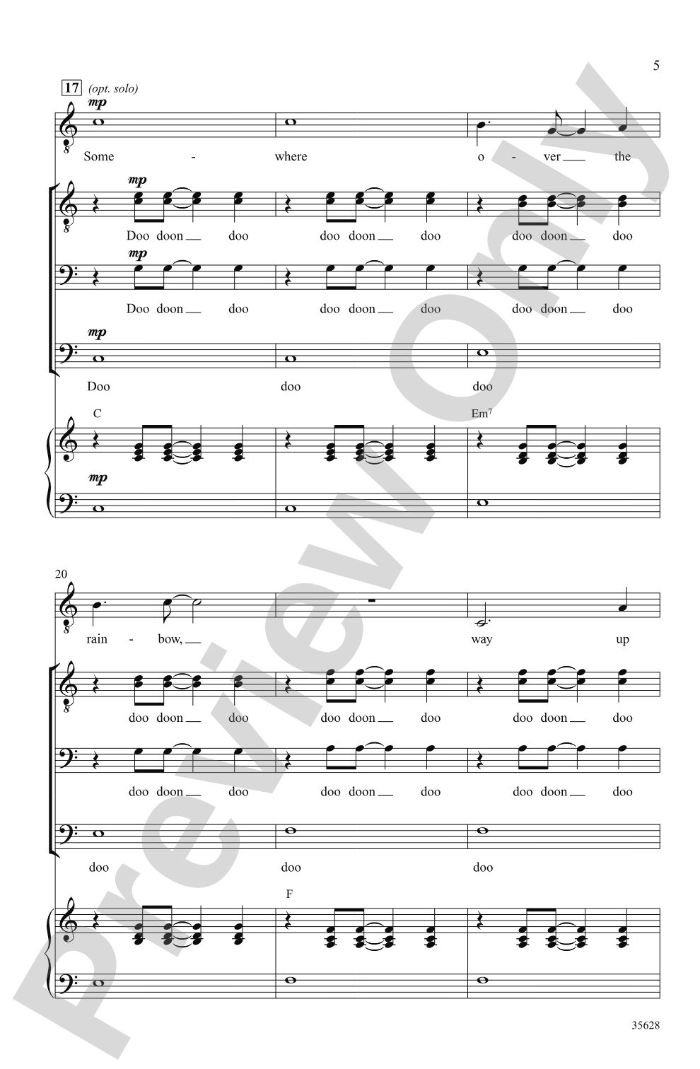 Over the Rainbow: TTBB, Opt. <I>a cappella</i> Choral Octavo