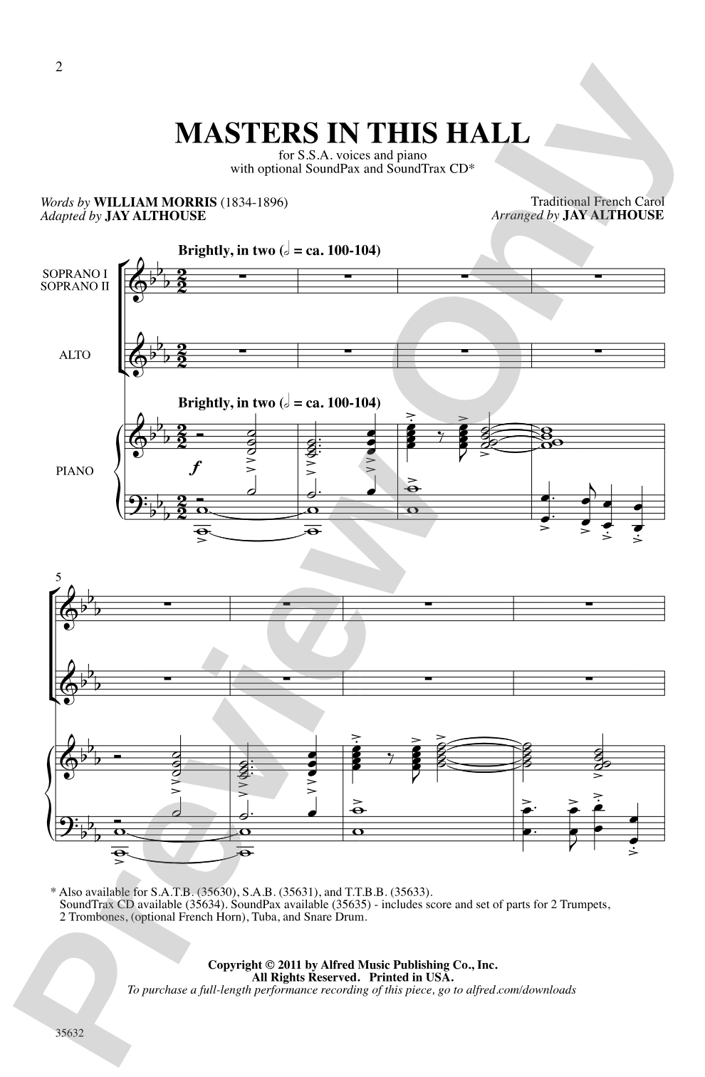 Masters in This Hall: SSA Choral Octavo