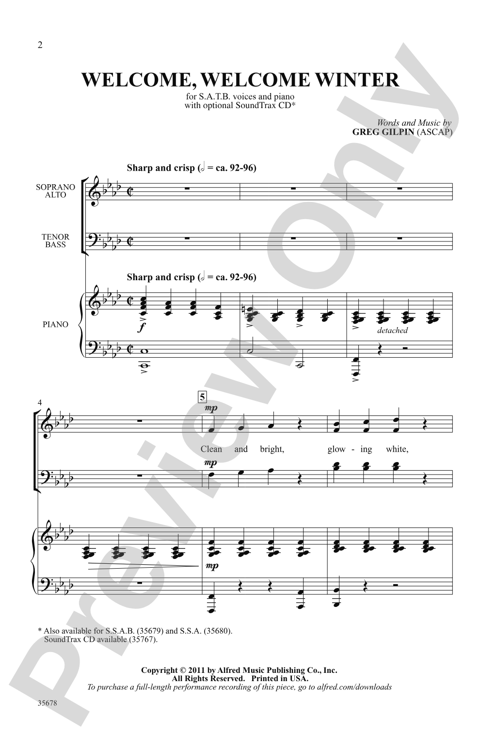 Welcome, Welcome Winter: SATB Choral Octavo