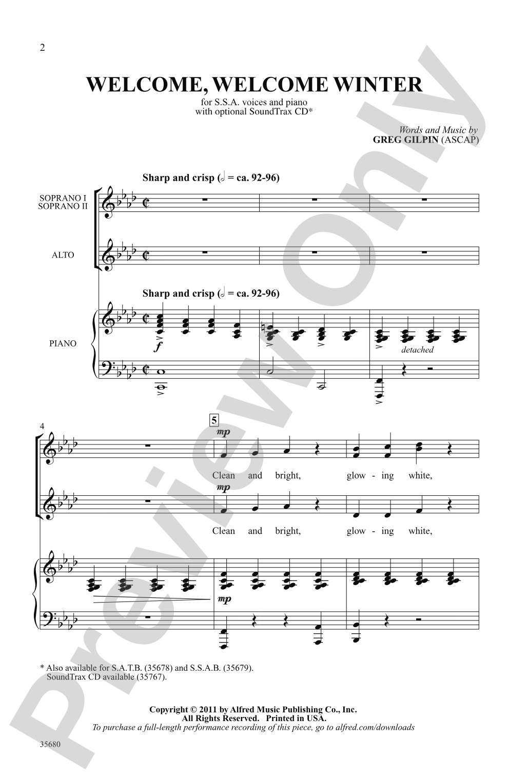 Welcome, Welcome Winter: SSA Choral Octavo