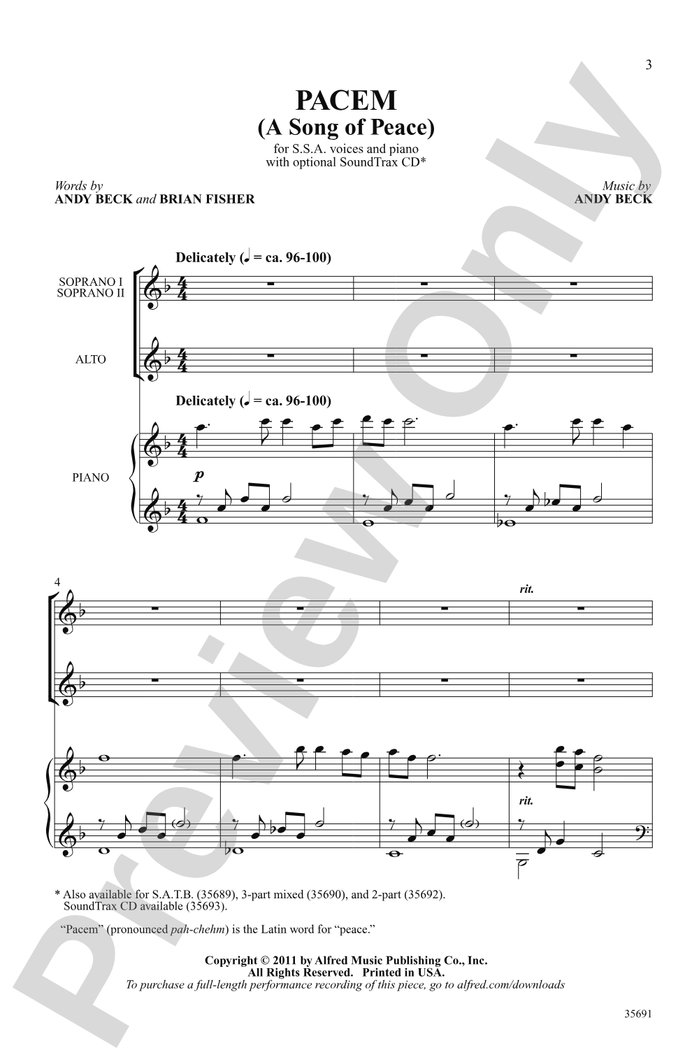 Pacem: SSA Choral Octavo