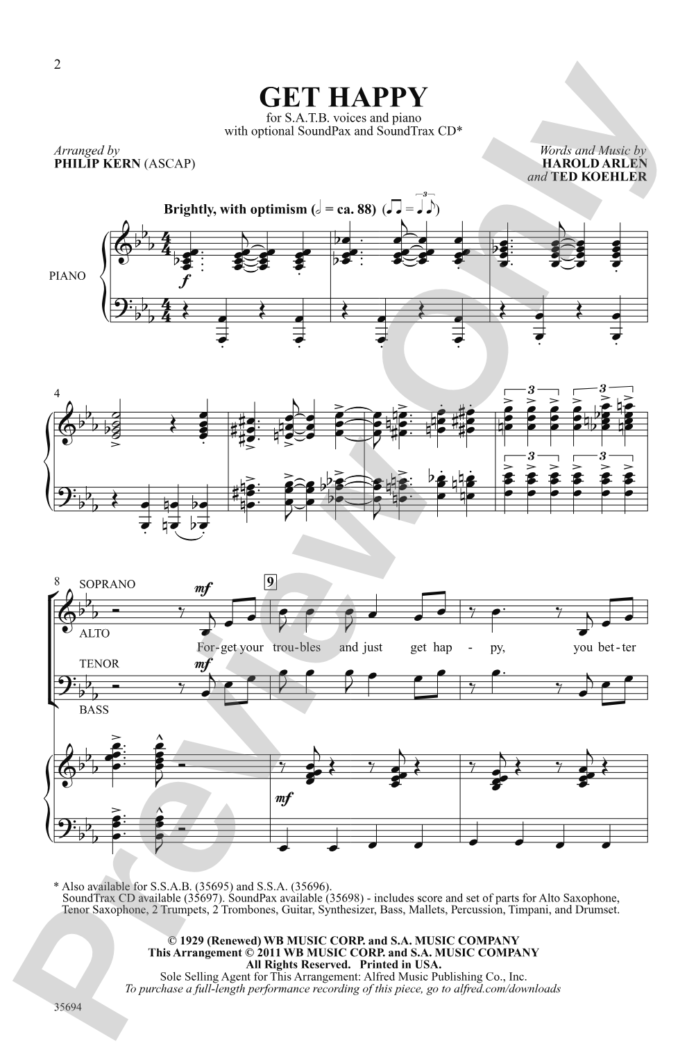 Get Happy: SATB Choral Octavo