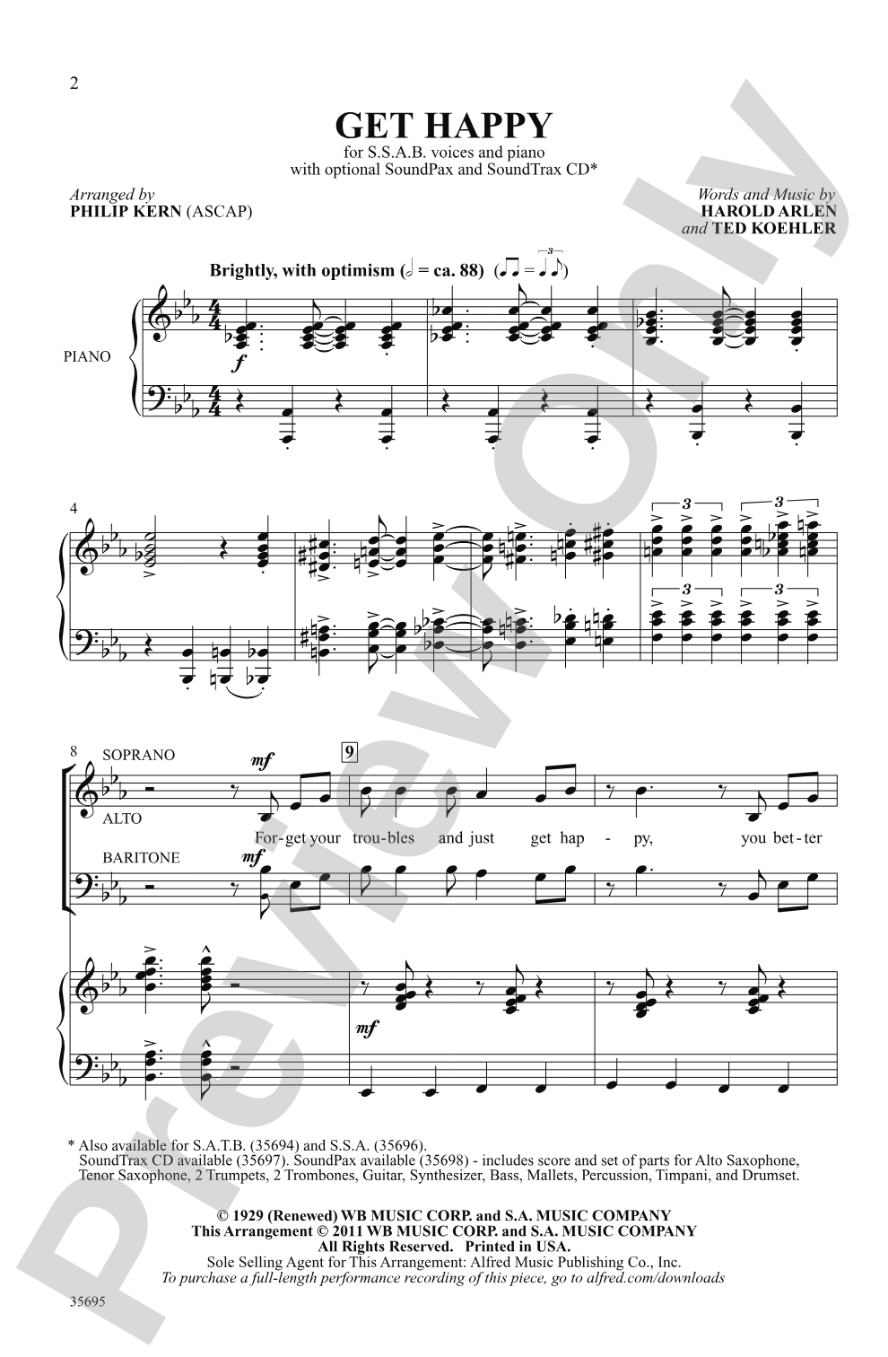 Get Happy: SSAB Choral Octavo